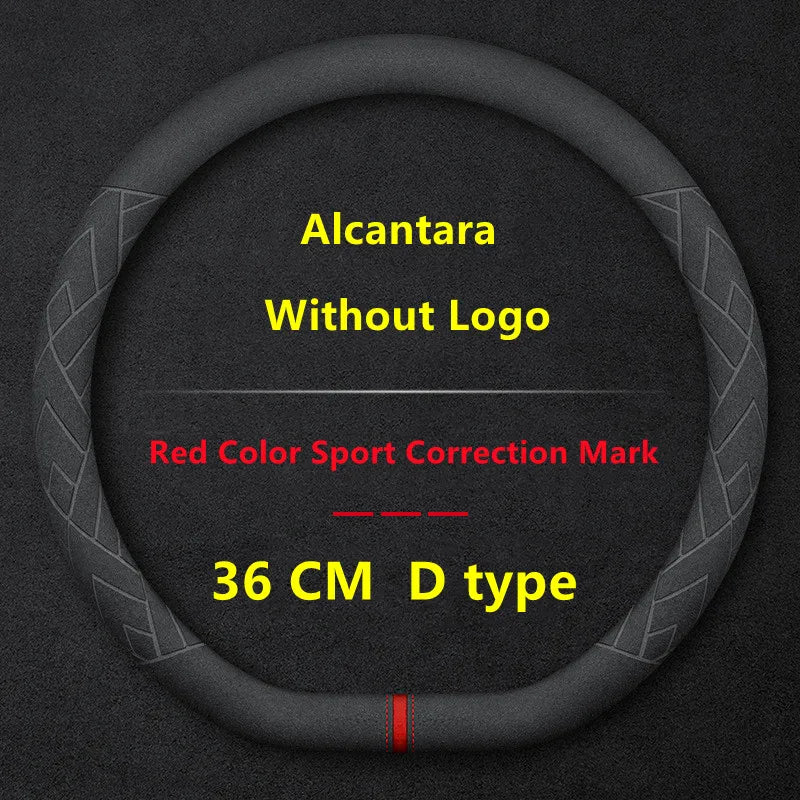 Steering Wheel Cover For Tesla Model 3 Y S X Alcantara 4 Seasons 36-39 CM Diameter Black Car Interior Accessories 2019-2025