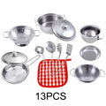 Kitchen Pretend Play Toys with Stainless Steel Cookware Pots and Pans Set, Cooking Kitchen Toys Education Pretend Play