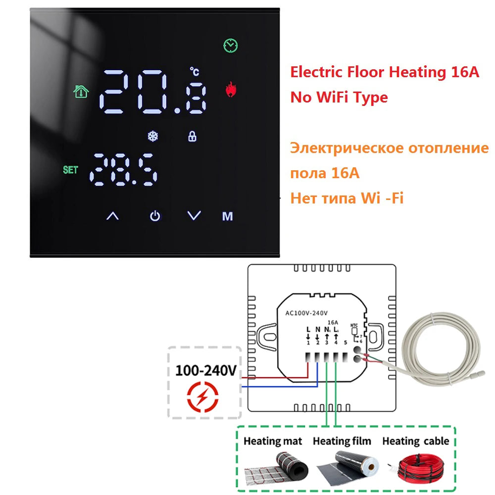 Smart Temperature Remote Controller M3H Tuya WiFi Thermostat 3A 16A LCD Display Touch Screen for Water/Electric Floor/Gas Boiler