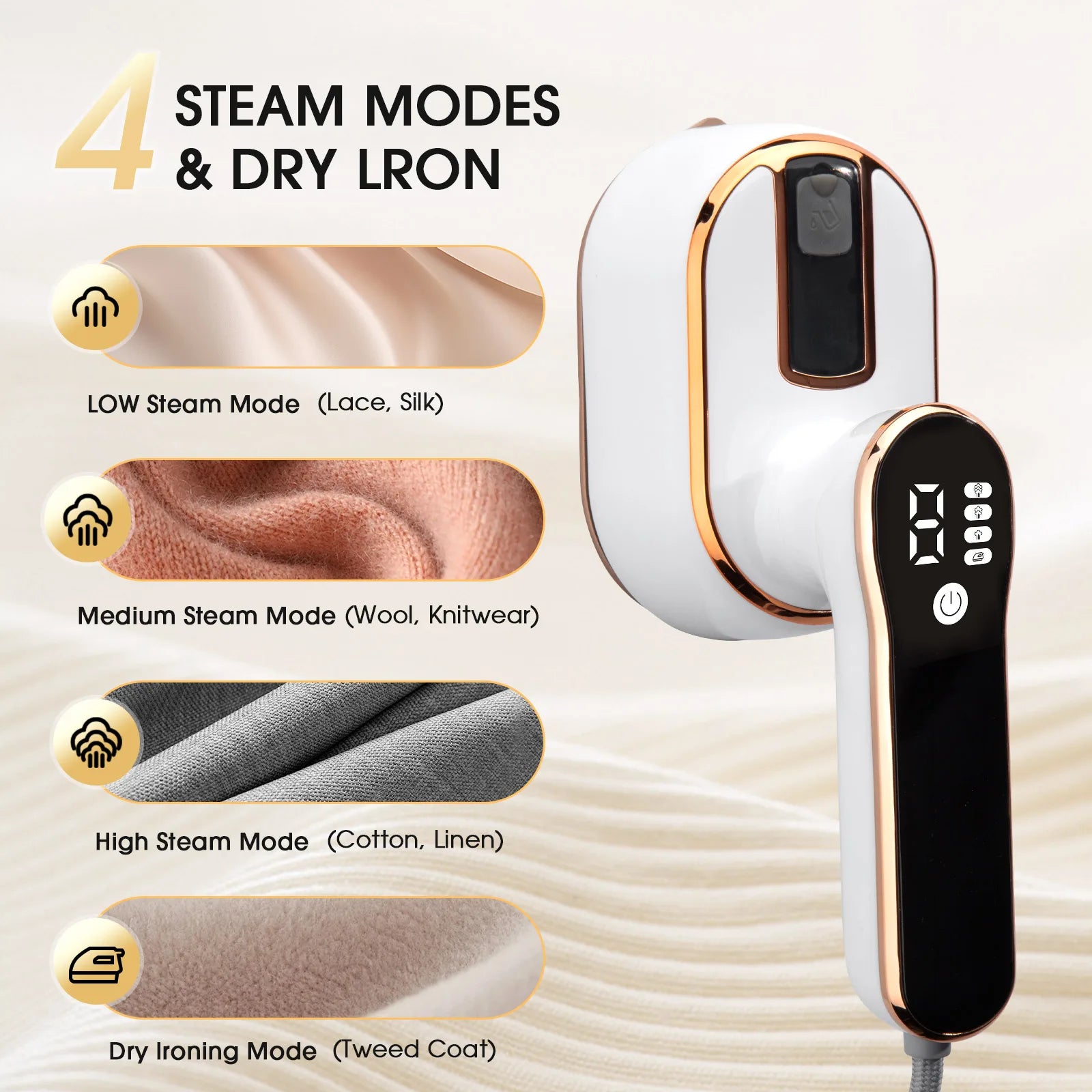 Handheld ironing machine (with steam brush), intelligent LCD electric
