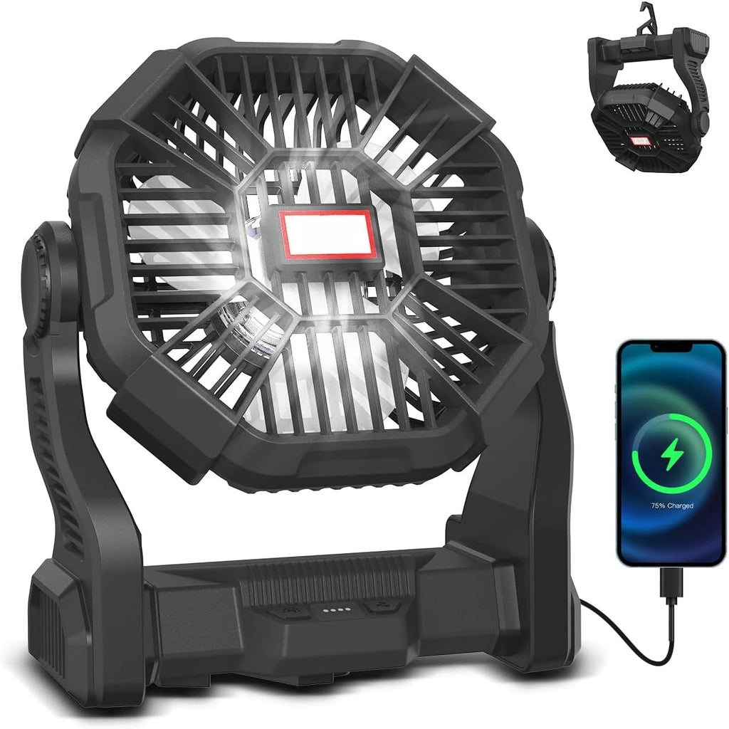 Camping Fan Portable with LED Light 20000mAh Rechargeable Battery Powe