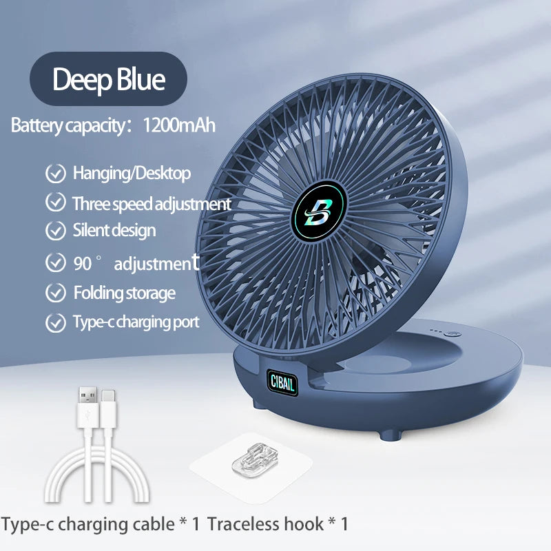 Mini Desktop Fan USB Rechargeable Fan Air Circulator Student Dormitory