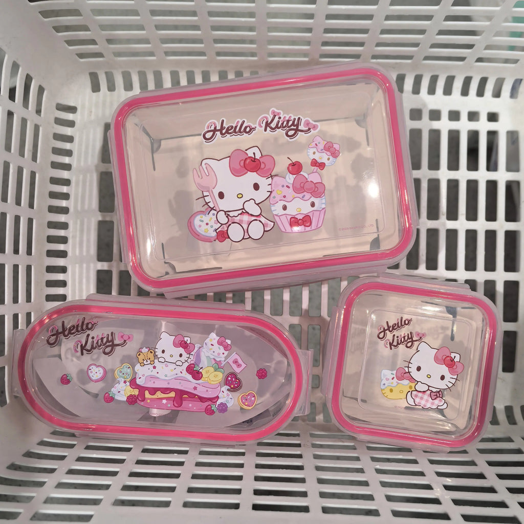 Kitty Rectangle Food Storage Container with Arc Edge Lock Design Airtight Leakproof BPA Free Ideal for Kitchen Organization