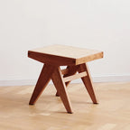Handmade Rattan Bench with Wabi - Sabi Flair: Solid Wood, Multifunctional for Home & Shoe Storage