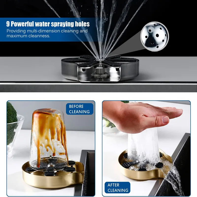 High Pressure Glass Rinser Stainless Steel Cup Rinser for Kitchen Kitchen Accessories Hydro Jet Cup Cleaner for Bar Kitchen