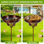 Bird Bath Feeder Bowl Metal Garden Birdbath with 5 Prong Stakes Outdoor Standing Bird Bath Bowls for Patio Outside Yard Decor