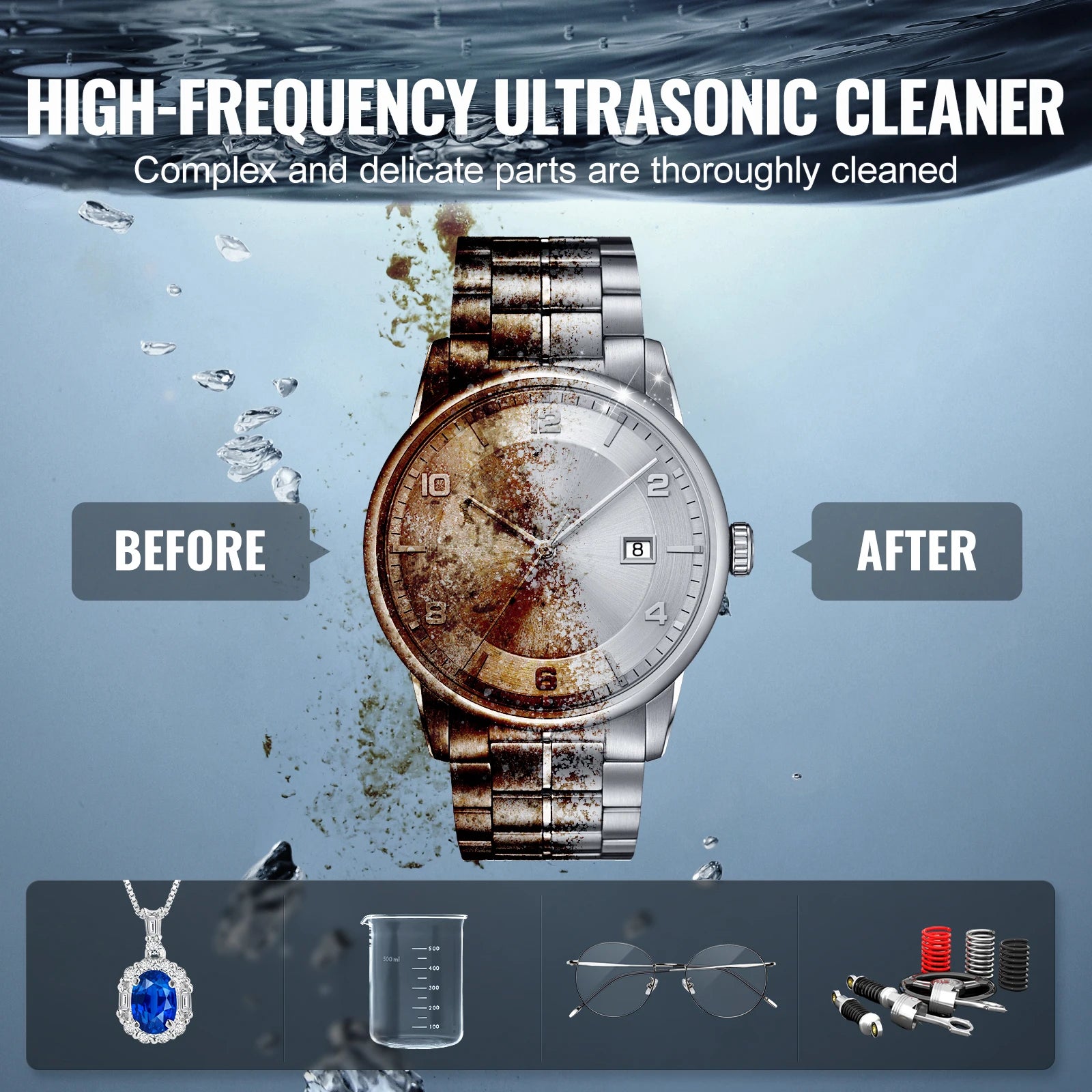 SucceBuy 2/3/6/10/15/30L Ultrasonic Cleaner with Heater Timer for Lab Tools Metal Parts Carburetor Brass Auto Parts Engine Parts