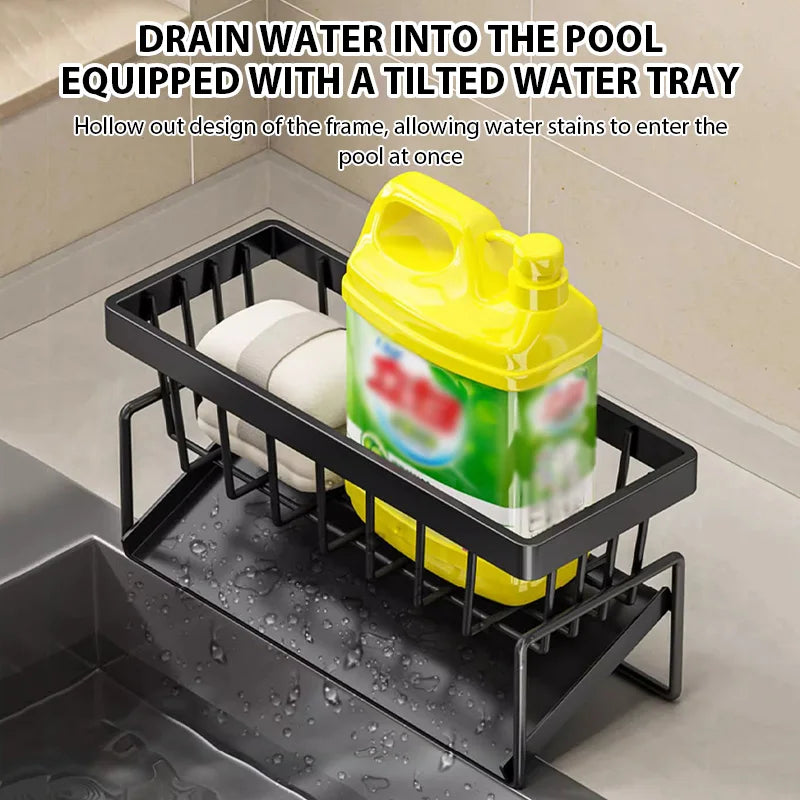 Kitchen Sink Drain Rack Organizer Plastic Desktop Self-draining Sink Shelf Soap Sponge Holder Dishcloth Towel Rack Filter Basket