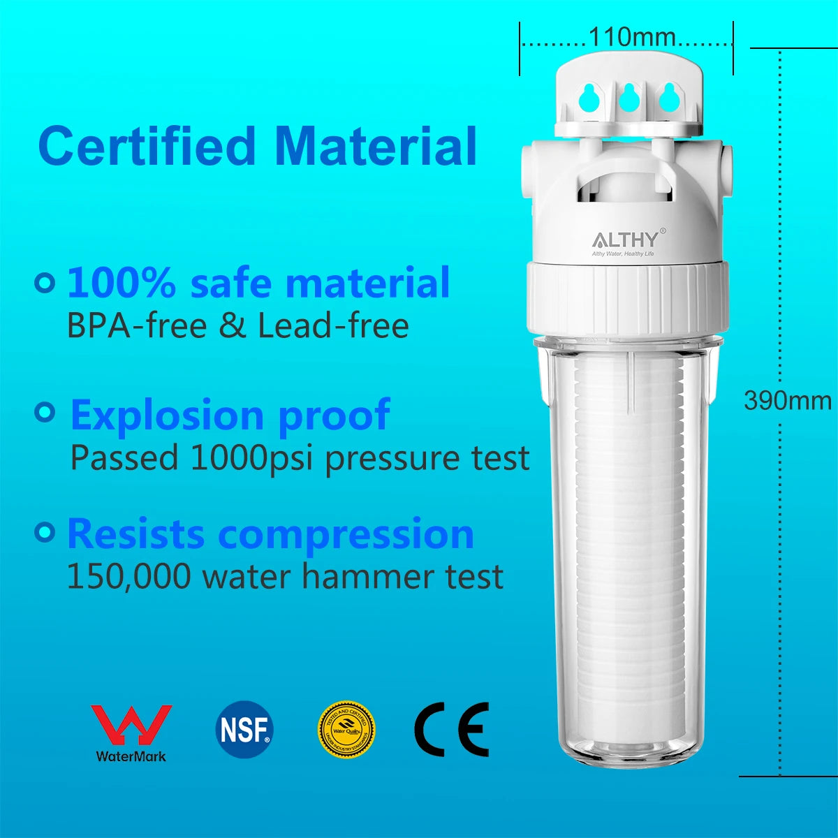 ALTHY 5 Micron Whole House Sediment Water Filter System Prefilter Puri