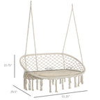 Outside Patio Swing Chair W/ Steel Frame, Built-In Armrests, & Curved Back White