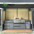 Outdoor Kitchen Shed With Integrated Countertop Functional Workspace Enclosed Structure For Backyard Bbq Preparation