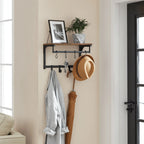 VASAGLE Wall wardrobe wall shelves with 8 hooks, 40x24x24 cm (L X W X H)