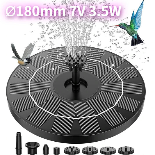 3.5W Solar Fountain Disk Design with 6 Nozzles Fountain Pump for DIY Design Water Splash Powerful Solar Panel Outdoor Decoration