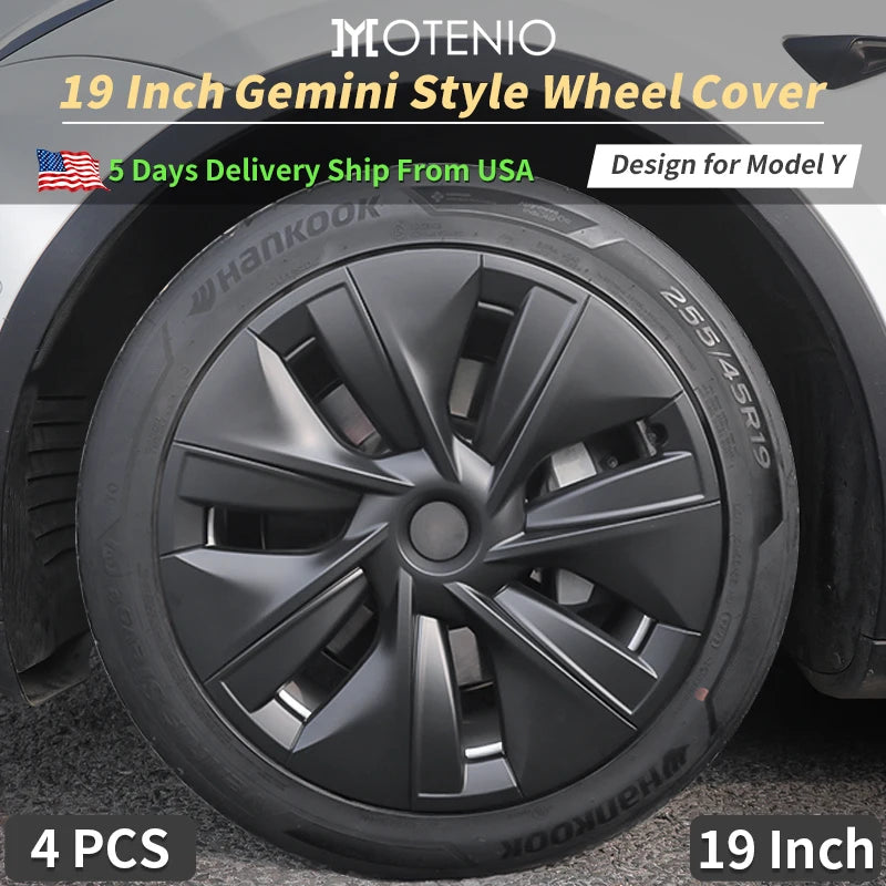 Hubcaps Design for Tesla Model Y 2020-2024 19Inch Gemini Wheel Cover Cap Automobile Cover Wheel Cover Replacement Accessories