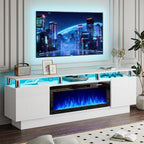 70" Fireplace TV Stand with 36" Electric Insert & LED Lights, Fits 80" TVs | AlluCanFind