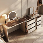 FG11Light luxury solid wood telescopic dresser, bedroom storage cabinet integrated tempered glass makeup table