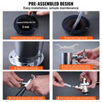 VEVOR Kegerator Tower Kit Single Tap Beer Conversion Kit Stainless Steel Keg Beer Tower Dispenser Dual Gauge W21.8 Regulator