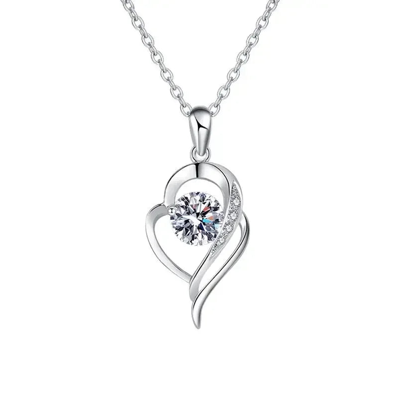 Luxury GRA Certified 1 Carat Moissanite Pendant Necklace for Women Party 925 Sterling Silver Diamond Chain Necklaces
