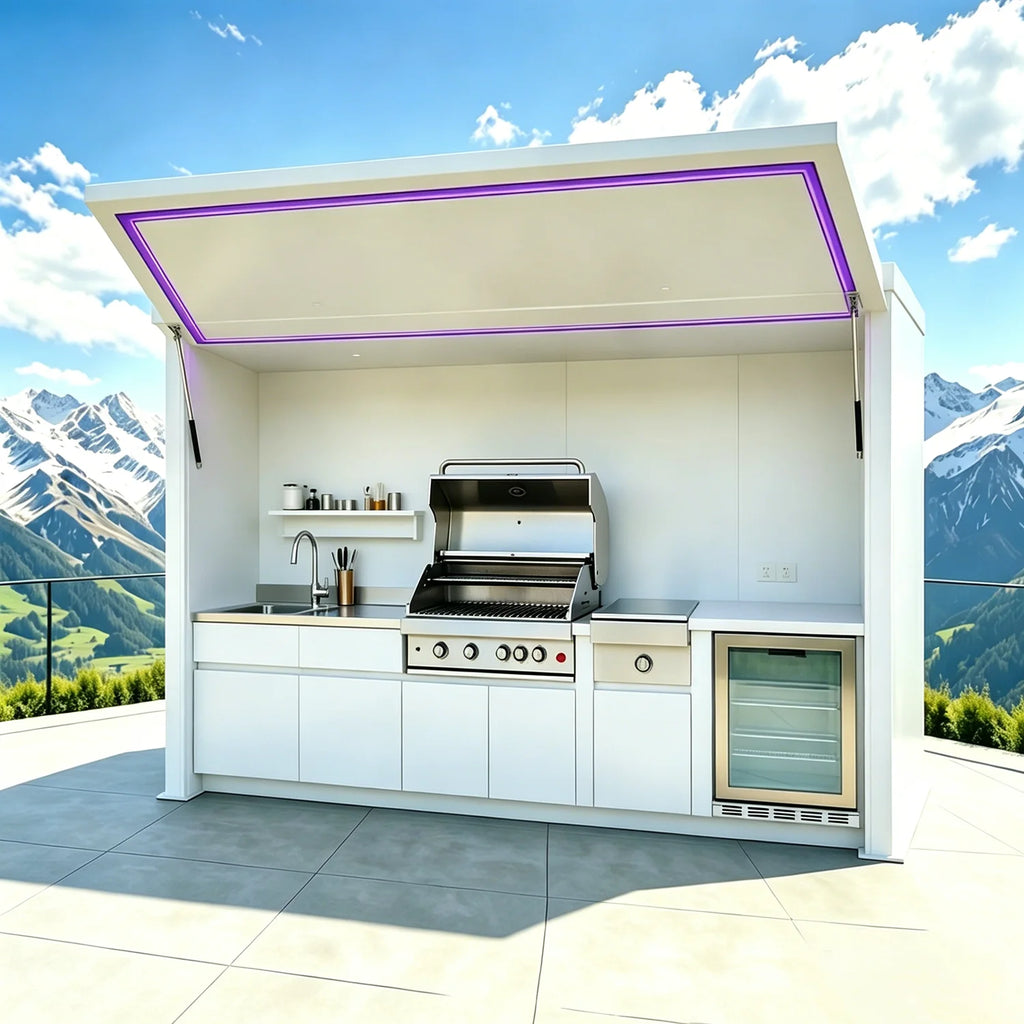 Modular Pre-Assembled Outdoor Kitchen Cabinet, Fully Equipped BBQ Cooking Station for Backyard Family Barbecue & Gatherings