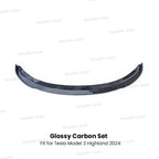 For Tesla Model 3 Highland 2024 Front Lip DC Body Kit Gloss Black Carbon Sport Front Guard Trim Spoiler ABS Auto Accessories Car