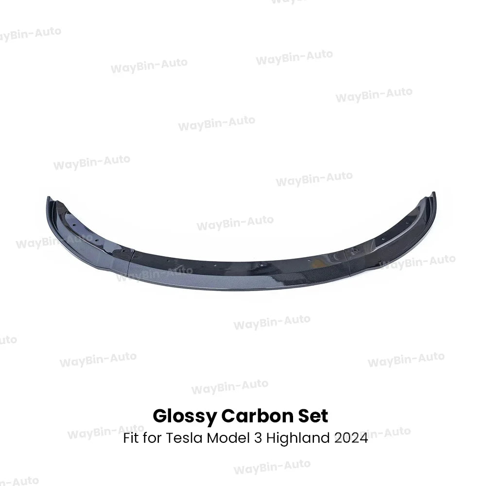 For Tesla Model 3 Highland 2024 Front Lip DC Body Kit Gloss Black Carbon Sport Front Guard Trim Spoiler ABS Auto Accessories Car