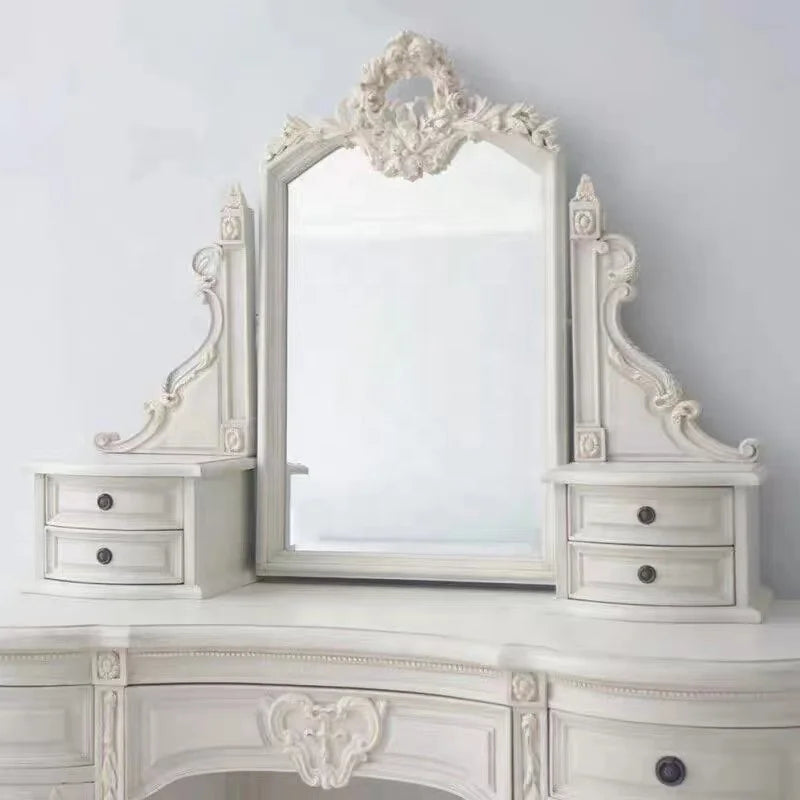 French Bedroom Furniture Storage Solid Wood Dresser Makeup Vanity Desk Dresser with Mirror