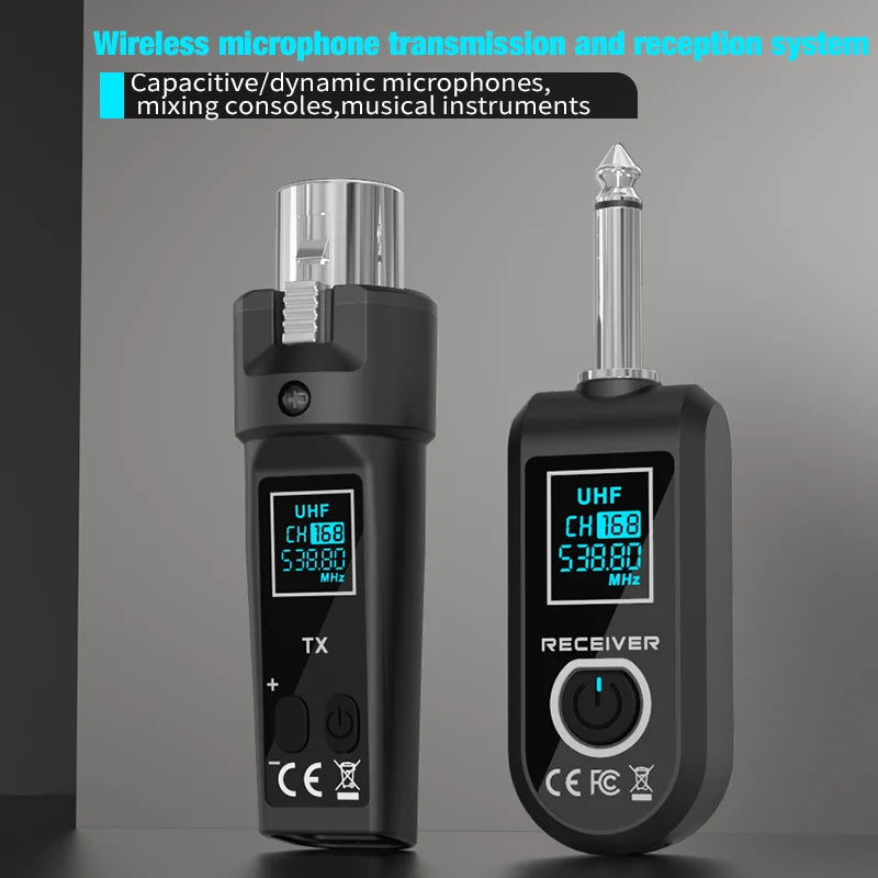 Microphone UHF Wireless Converter Dynamic Condenser Universal Recharge XLR Transmitter and Receiver for Mic Audio Mixer Guitar