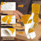 Top Grain Leather Goatskin Welding Glove Comfortable Lining Multifunctional Heat Resistant Mitt for Welding Extra Protection