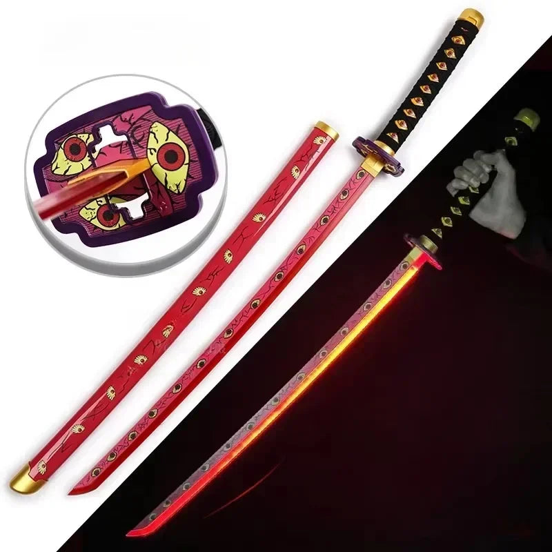 104cm Demon Slayer Bright Katana LED Light Sword Kimetsu No Yaiba Anime Cosplay Prop Real Size Japanese Katana Samurai Sabre