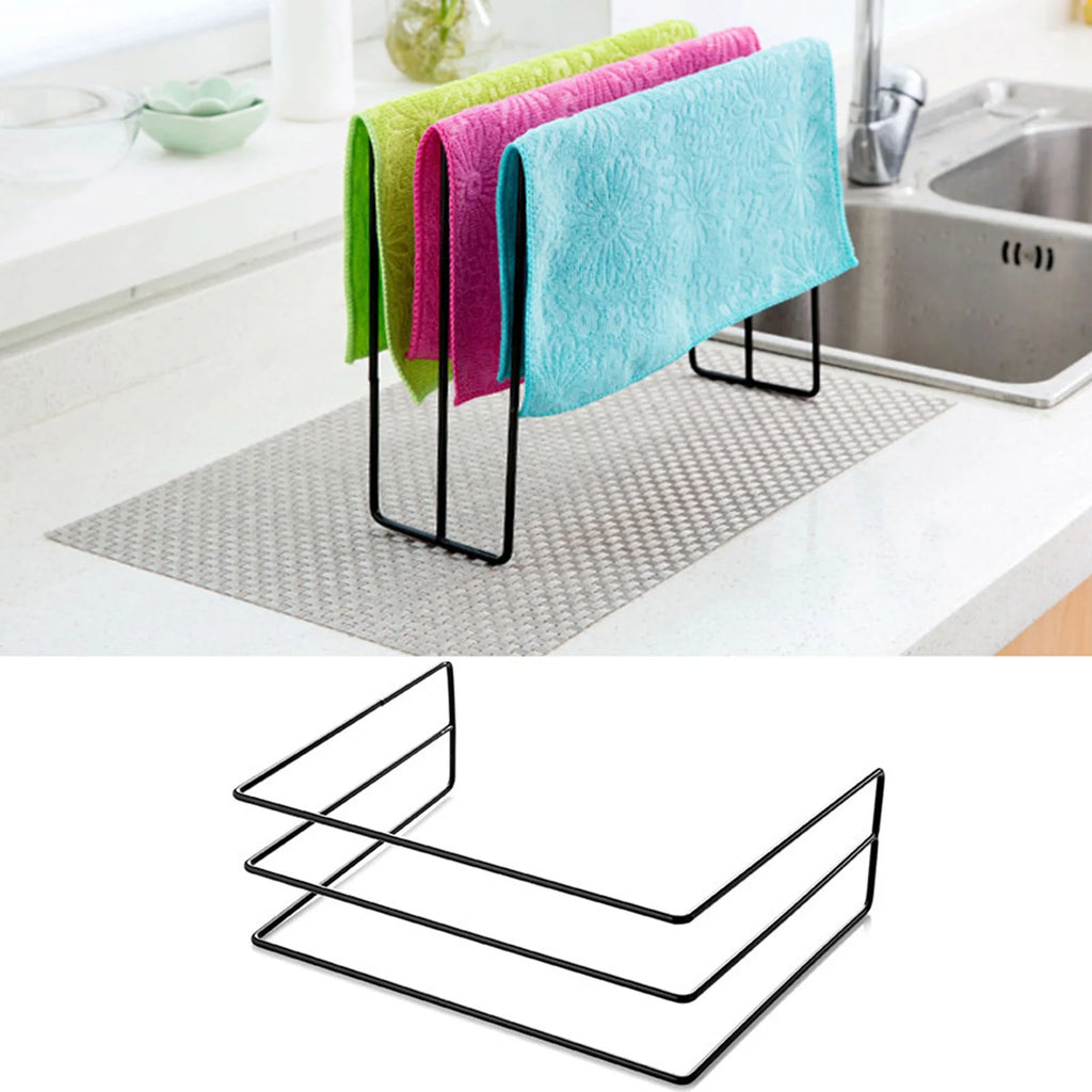 Kitchen Countertop Dishcloth Drying Rack Iron Dishcloth Towel Holder  Standing Dish Rag Storage Hanger Dish Rag Stand Rack
