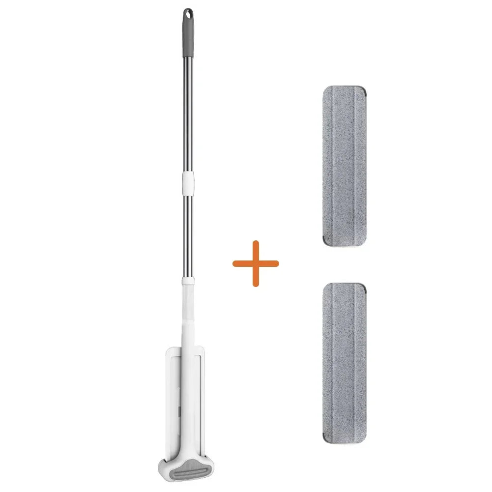 Flat Squeeze Mop with Folding Bucket Hand Free Washing Microfiber Replacement Pad Automatic Spin mops floor house cleaning