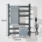Matte Black Bathroom Electric Heated Towel Rack with Digital Display Touch Thermostatic Dry Towel 304 Stainless Steel Heater