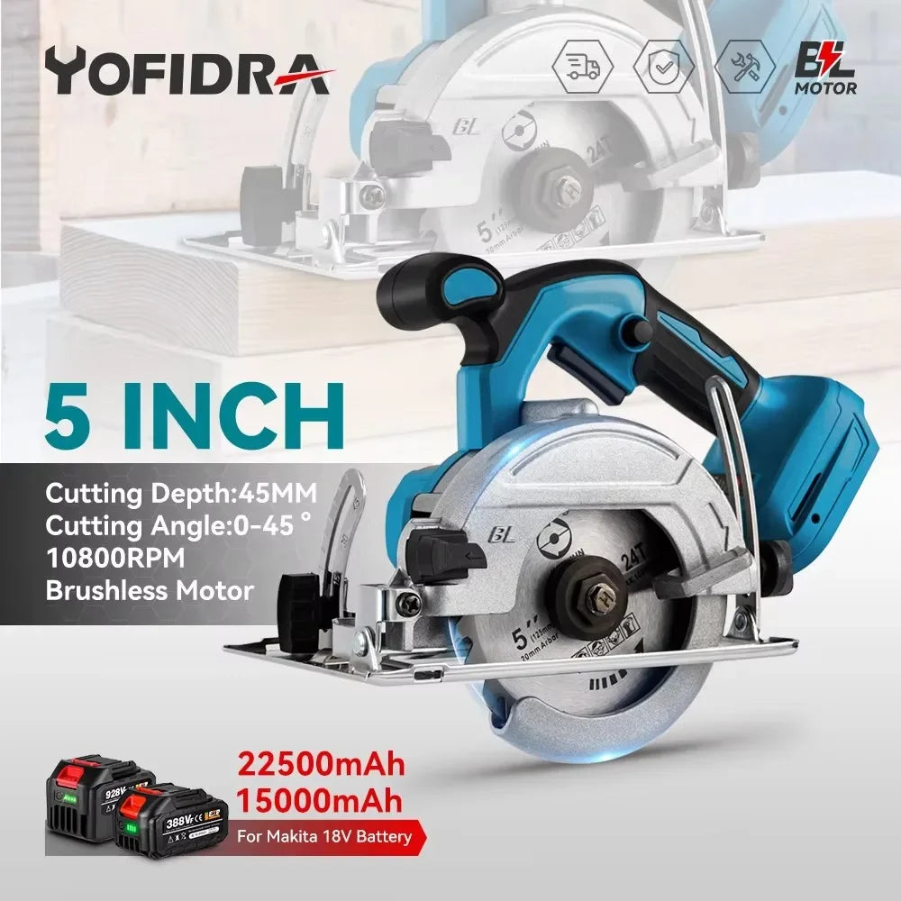 1000W Brushless Electric Circular Saw 10800RPM Cordless Multifunctional Woodworking Cutting Power Tool For Makita Battery Pin