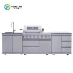 Customized Outdoor Kitchen with Granite Garden Stainless Waterproof Heavy Duty Full Set Kitchen Gas BBQ Grill Cabinet Frame