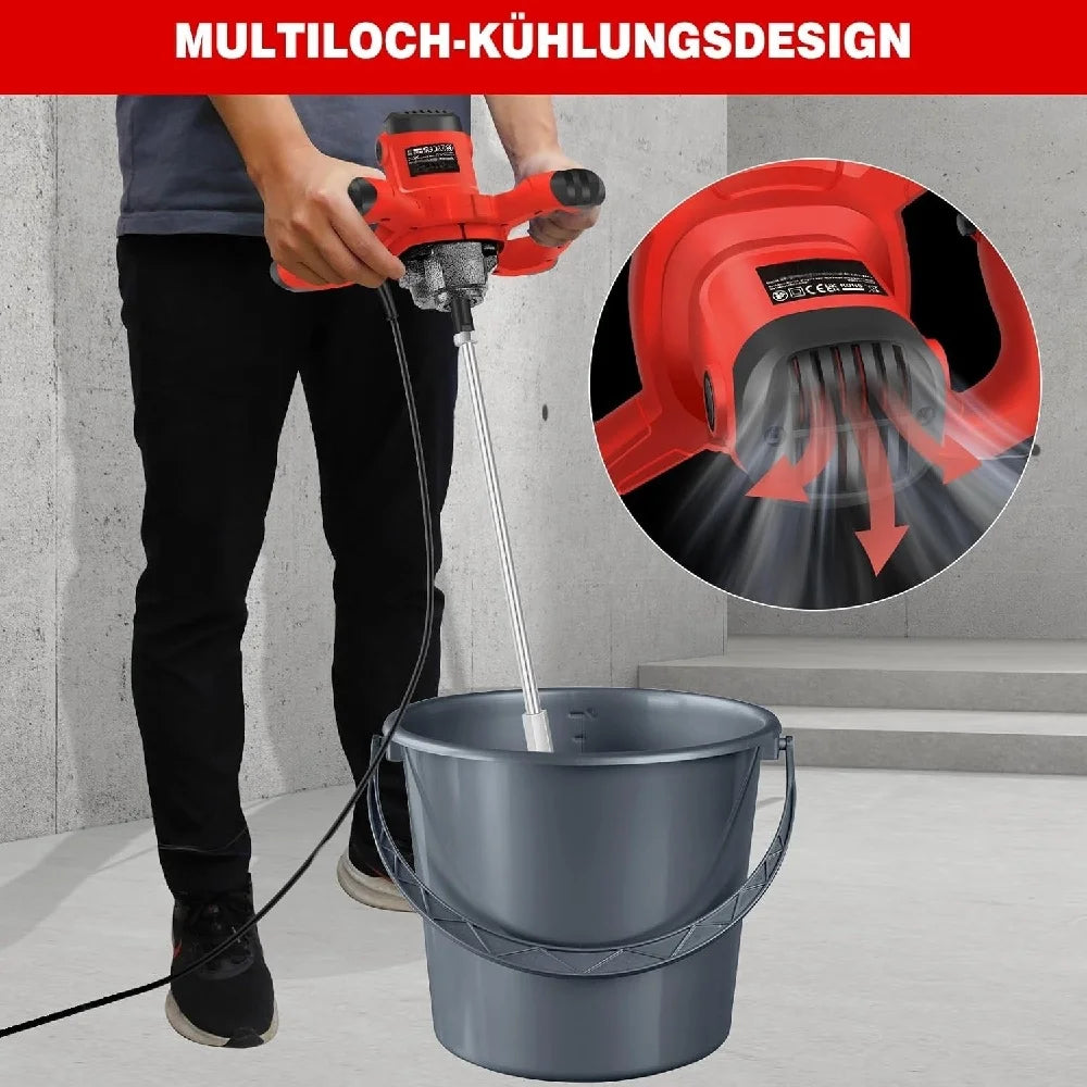 New Handheld Paint Concrete Mixer Machine Paddle Mixer Adjustable 6Speed Stirrer Electric Mix Stirring Tool M14 Mixing Rod 2800W