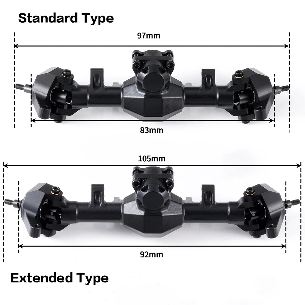 AXSPEED Front / Rear Aluminum Alloy Standard/Extended Portal Axle for Axial SCX24 1/24 RC Car Upgrade Accessories Parts