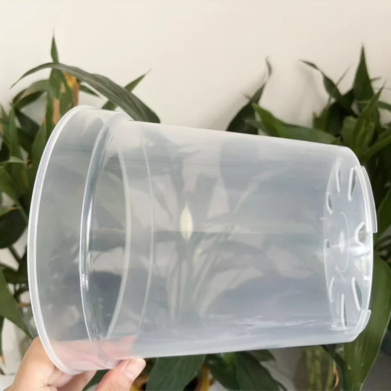 6Pcs 10/12/15/18/20/23CM Clear Nursery Pots Transparent Plastic Planter with Drainage Hole Seed Starting Pot Flower Plant Contai