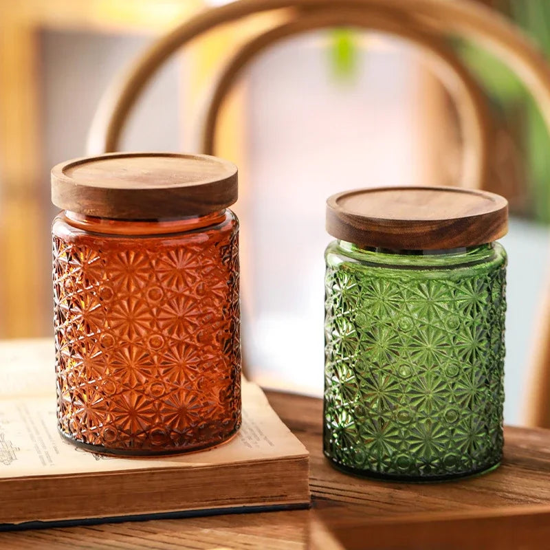 Food Container Kitchen Storage Glass Jars Lid Organizer Boxes Cereal Mason Jar Snack Box Organizer Sealed Glass Bottle Gadgets