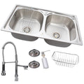 KIT CUBA DOUBLE GOURMET STAINLESS STEEL WITH ACCESSORIES 78X43CM + GOURMET TAP ELEGANT AND FUNCTIONAL MONOCOMMAND