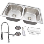 KIT CUBA DOUBLE GOURMET STAINLESS STEEL WITH ACCESSORIES 78X43CM + GOURMET TAP ELEGANT AND FUNCTIONAL MONOCOMMAND