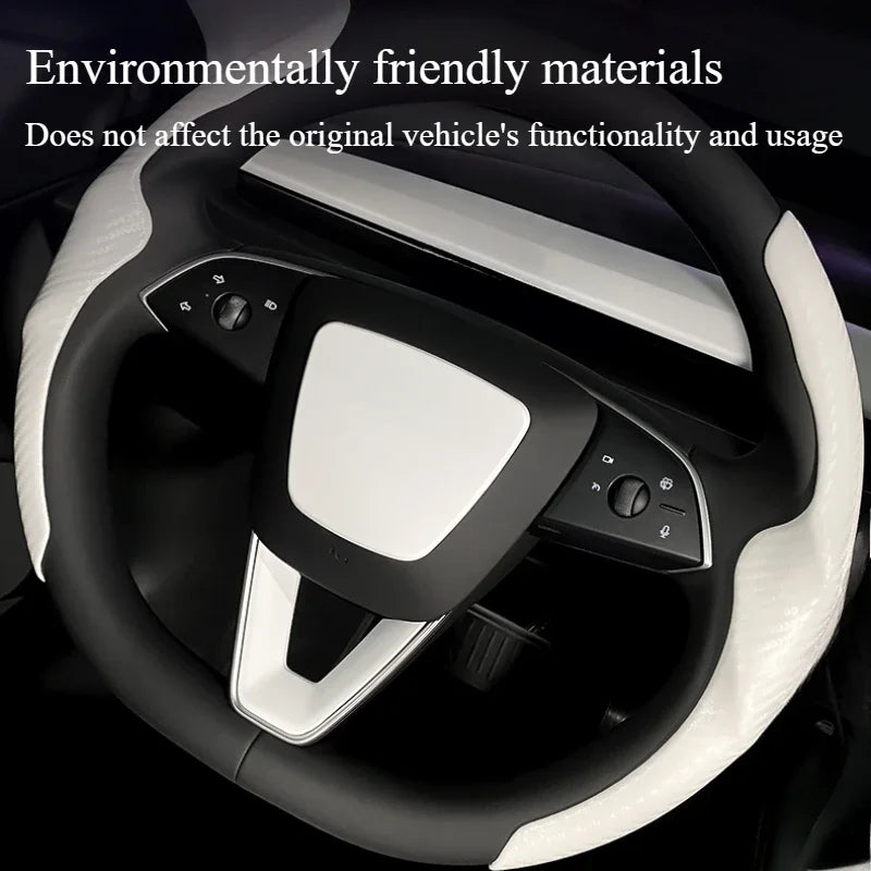 For Tesla Model 3 Highland 2024 Car Accessories Steering Wheel Patch Decorative Protective Cover Sticker Steering Wheel Sticker