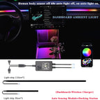 For Tesla Model 3/Y 2 IN 1 Dynamic Neon RGB Car LED Ambient Lighting 60s Automatic OFF Module Dashboard Lighting Decorative Lamp
