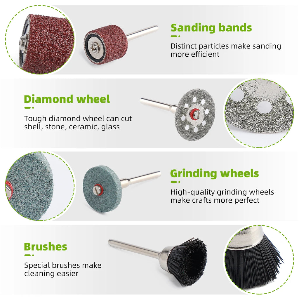 510PCS Rotary Tool Accessories Kit Abrasive Set Electric Drill Bit Kit Sanding Polishing Cutting Engraving Heads With Box