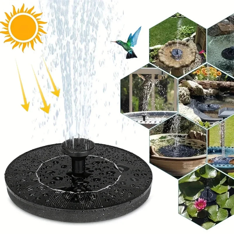 1W/1.4W/2.5W solar fountain with 6 nozzles,suitable for gardens,bird baths,ponds, swimming pools, outdoor and backyard aquariums
