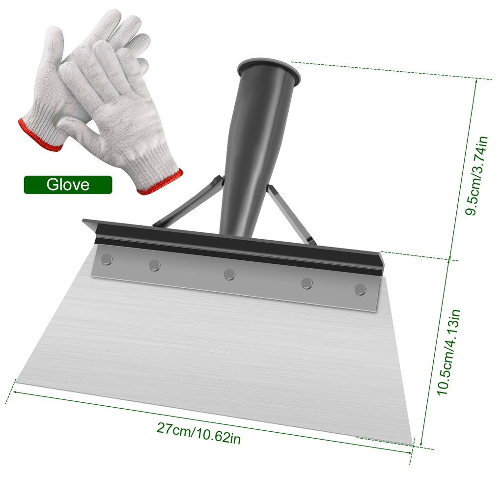 Multi-Use Cleaning Shovel Head 9.8inch Garden Pig Farm Pigeon Chicken Coop Manure Shovel Stainless Steel Weeding Hand Shovel
