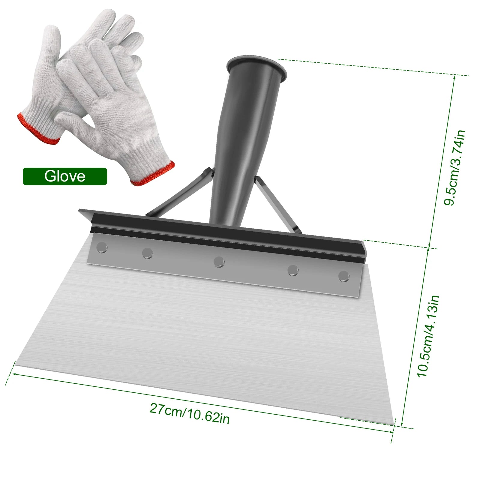 Multi-Use Cleaning Shovel Head 9.8inch Garden Pig Farm Pigeon Chicken Coop Manure Shovel Stainless Steel Weeding Hand Shovel