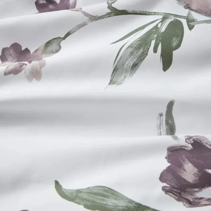 Floral Mauve Bed in a Bag Set includes comforter, 2 shams (1 in Twin), 1 flat sheet, 1 fitted sheet, 2 pillowcases