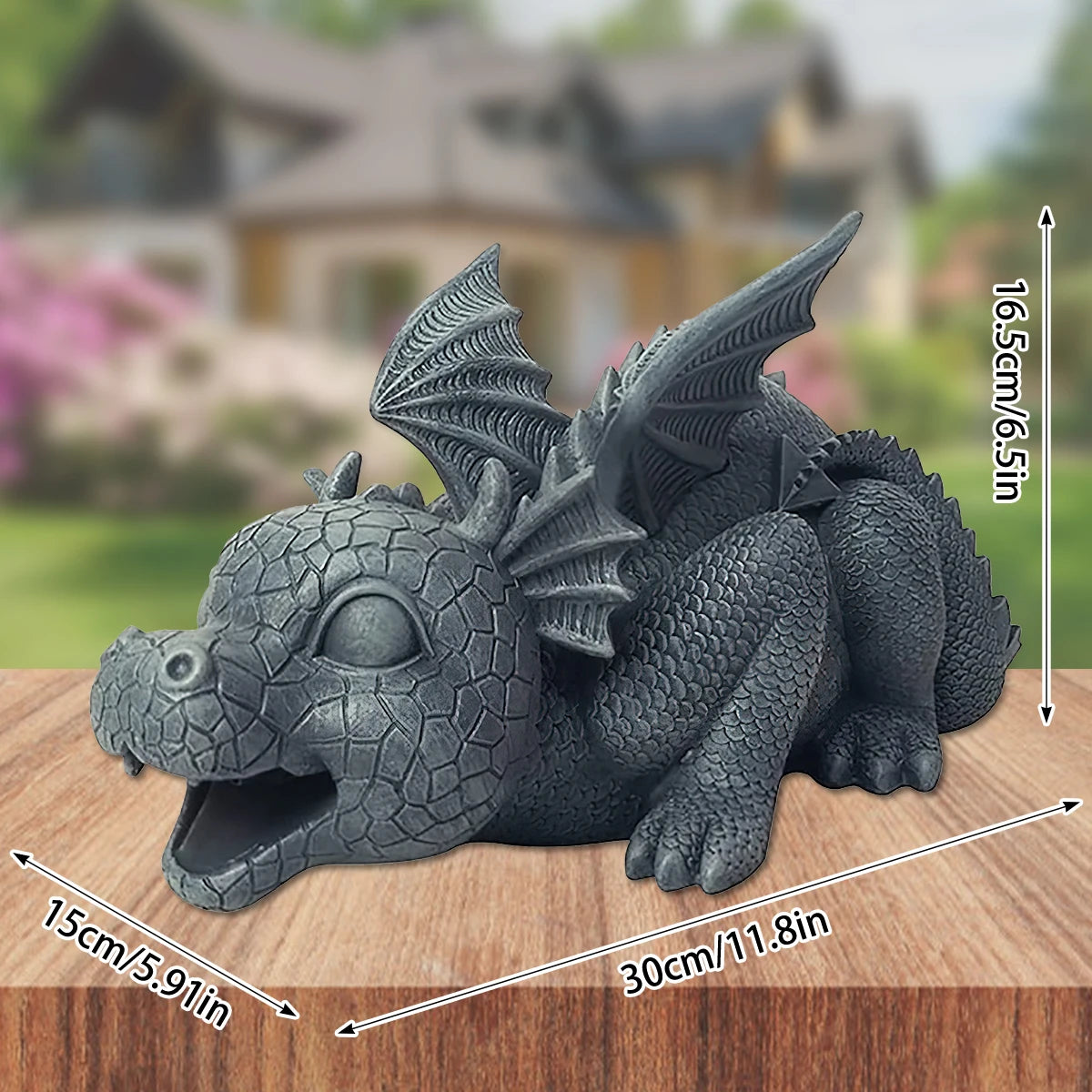 Garden Resin Statue Realistic Spouting Water Dragon Sculpture Decorations for Home Outdoor Courtyard Tabletop Decor Sculpture