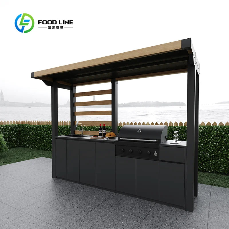 Outdoor Kitchen Stainless Steel BBQ Grill Island Patio Modular Cooking Station Gas Charcoal Countertop Unit