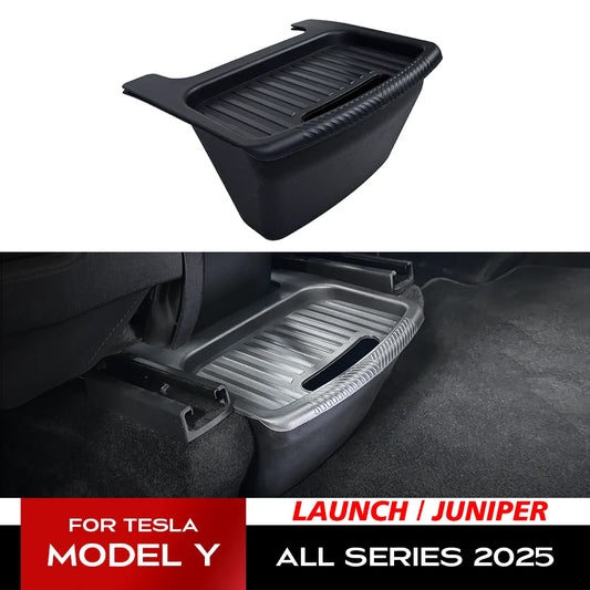 Rear Seat Storage Box for Tesla New Model Y 2025-2020 Launch Juniper Organizer Bins Backseat Trash Can Garbage Bag Tray